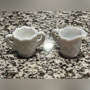 Westmoreland Miniature "Thumbelina"  Milk Glass Creamer and Sugar Set